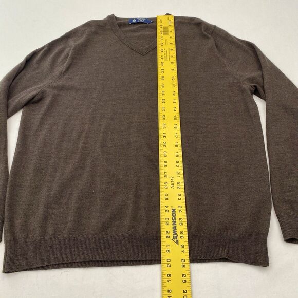 J Crew Merino Wool Sweater Mens XL Brown V Neck Pullover Classic Minimalist - Picture 6 of 7